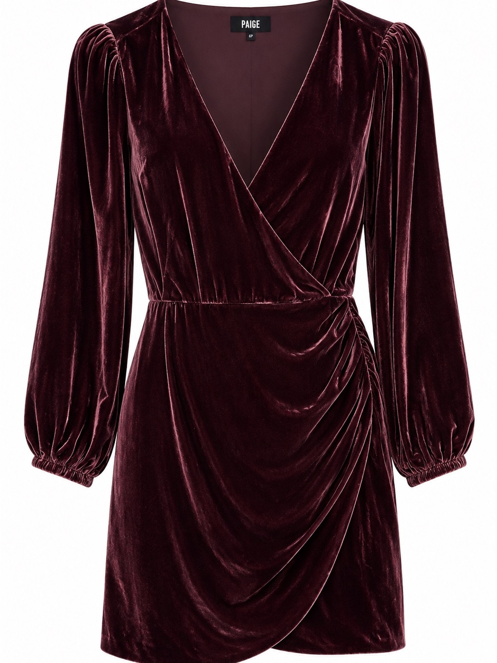 NWT PAIGE Lawry Aubergine Velvet Mini Dress Petite 6P